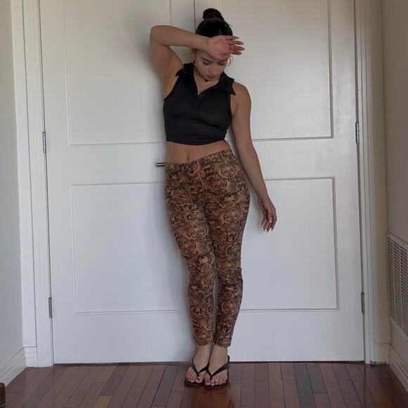 Brown tiger face print soft leggings - Picture 4 of 8